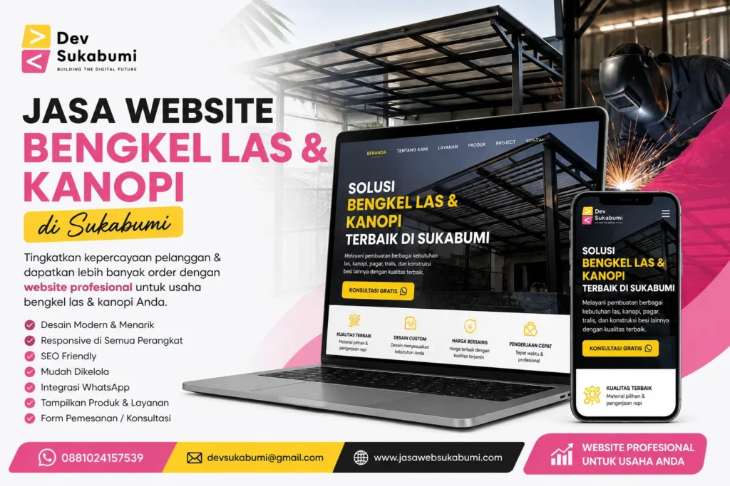 Jasa Website Bengkel Las & Kanopi di Sukabumi - Devsmi