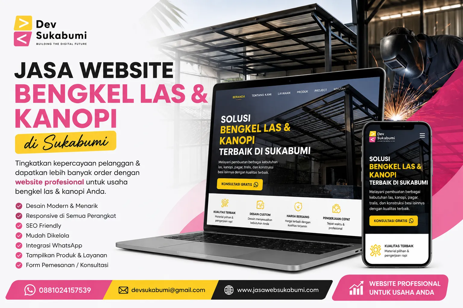 Jasa Website Bengkel Las & Kanopi di Sukabumi